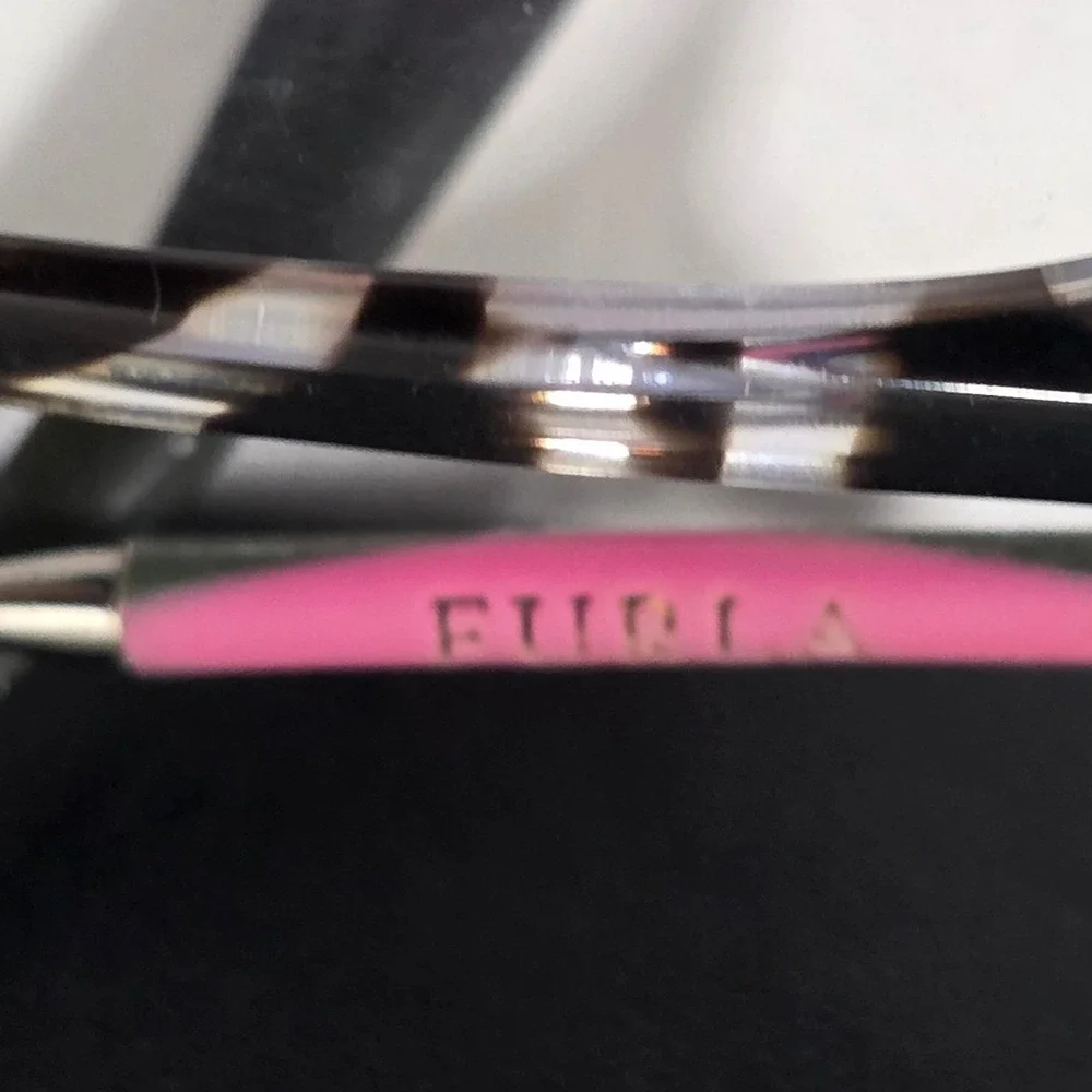 Furla VFU433K Cat Eye Eyeglasses Grey Tortoise Pink‎ Accents 721Y 135 with Case
